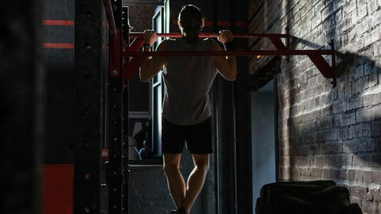 man doing pull ups