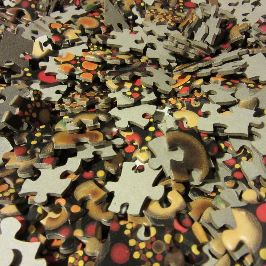 Unassembled puzzle.