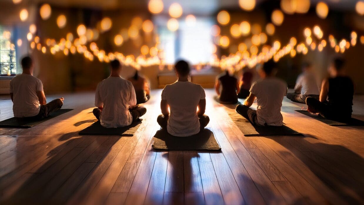 ai generated image of men seated in meditation